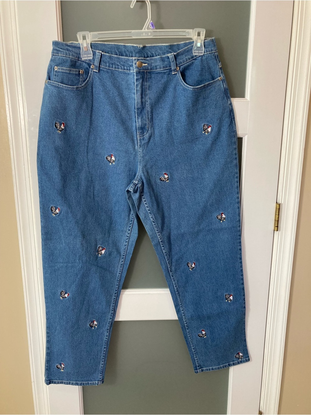 Quacker Factory Embroidered Rooster Denim Jeans -  size 20